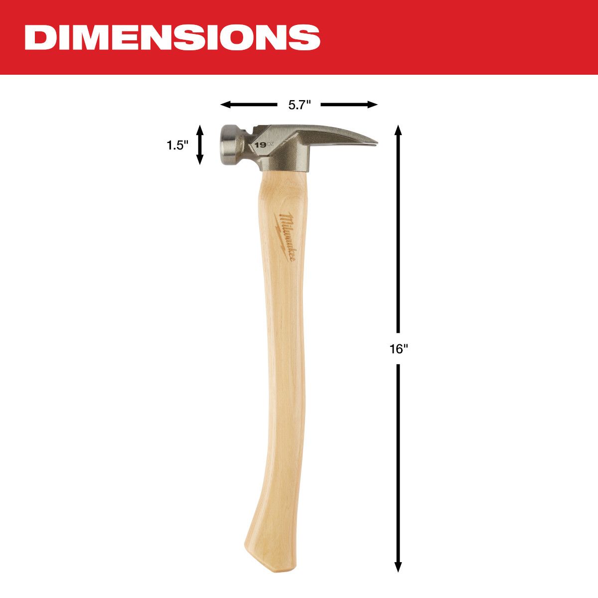 Milwaukee 19oz Smooth Face Hickory Wood Framing Hammer