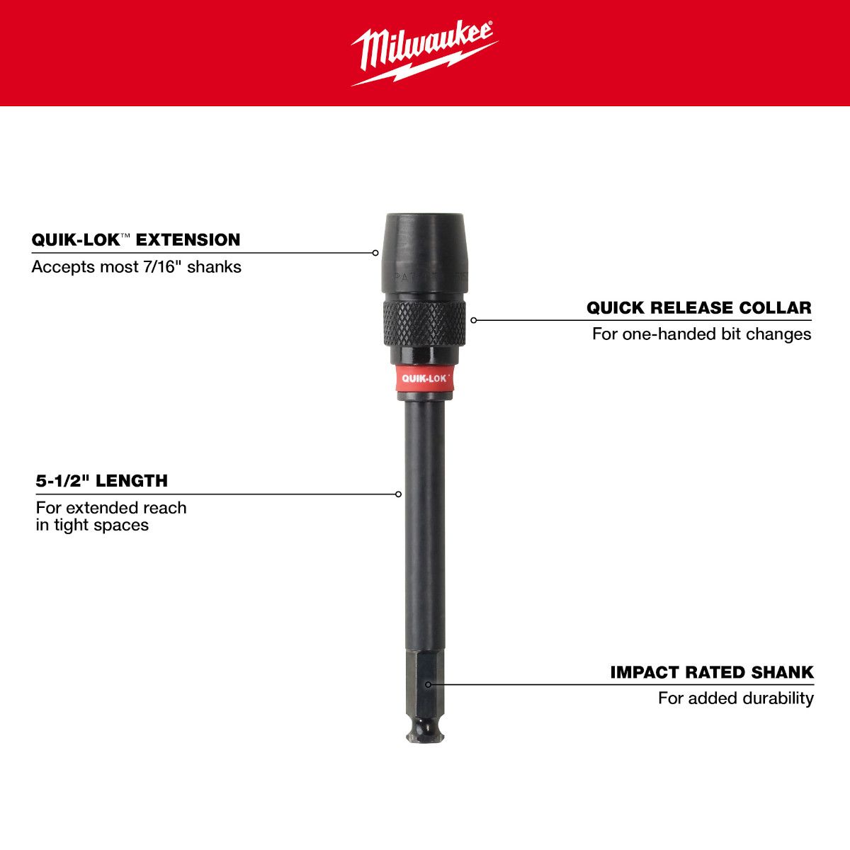Milwaukee 5-1/2 in. x 7/16 in. Universal Quik-Lok Extension