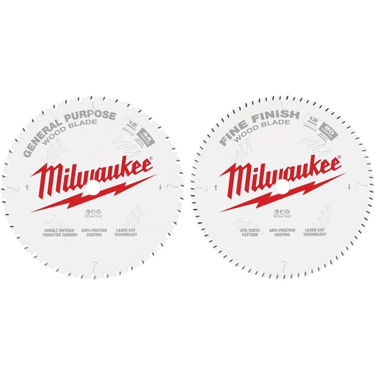 Milwaukee 12" 44T & 80T 2pk Circular Saw Blade Set