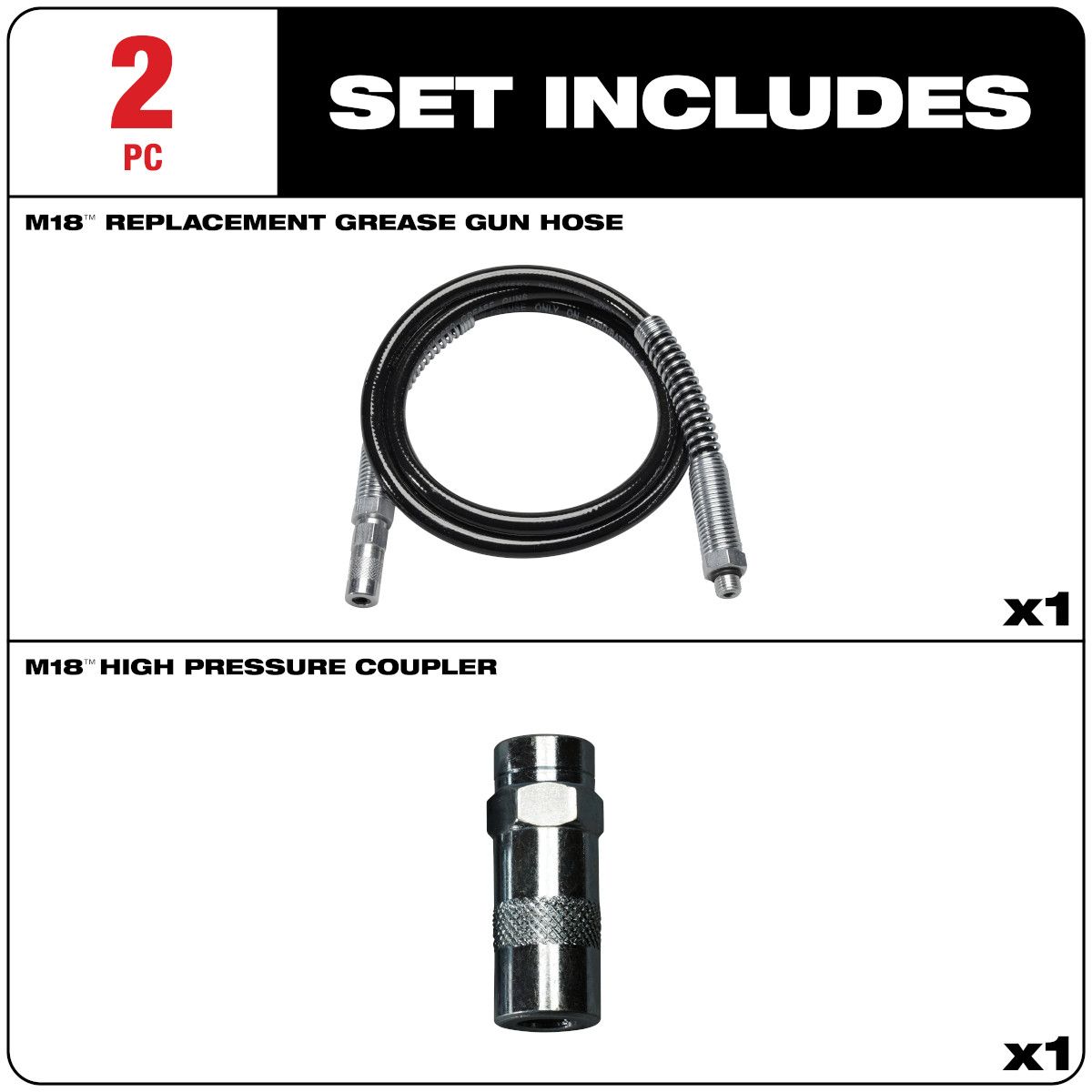 Milwaukee 48 in. Grease Gun Replacement Hose with HP Coupler