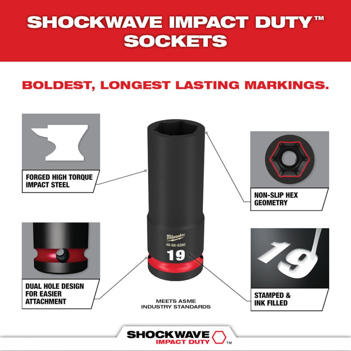 Milwaukee 14pc SHOCKWAVE Impact Duty 3/8" Drive Metric Standard 6 Point Socket Set
