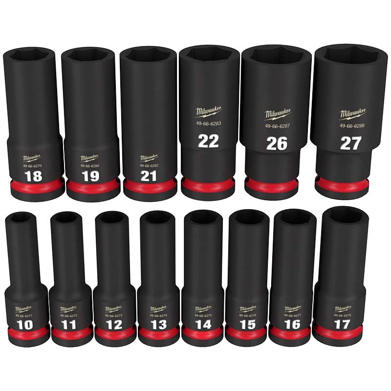 Milwaukee 14pc SHOCKWAVE Impact Duty 1/2" Drive Metric Deep 6 Point Socket Set