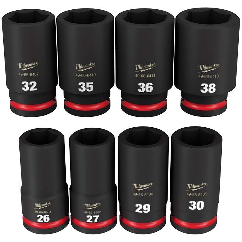 Milwaukee 8pc SHOCKWAVE Impact Duty 3/4" Drive Metric Deep 6 Point Socket Set