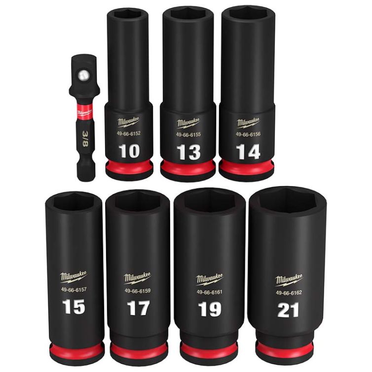 Milwaukee 8pc SHOCKWAVE Impact Duty 3/8" Drive Metric Deep 6 Point Socket Set
