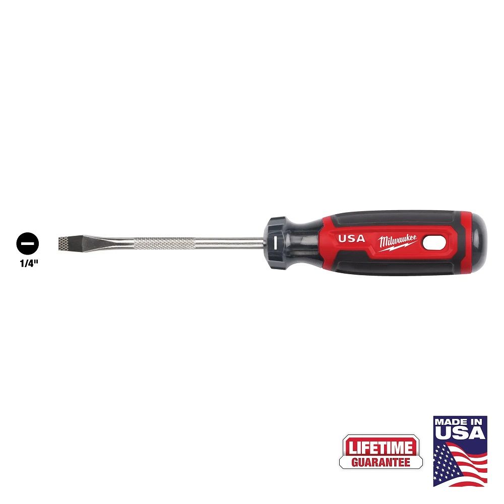 Milwaukee 1/4" Slotted 4" Cushion Grip Screwdriver (USA)