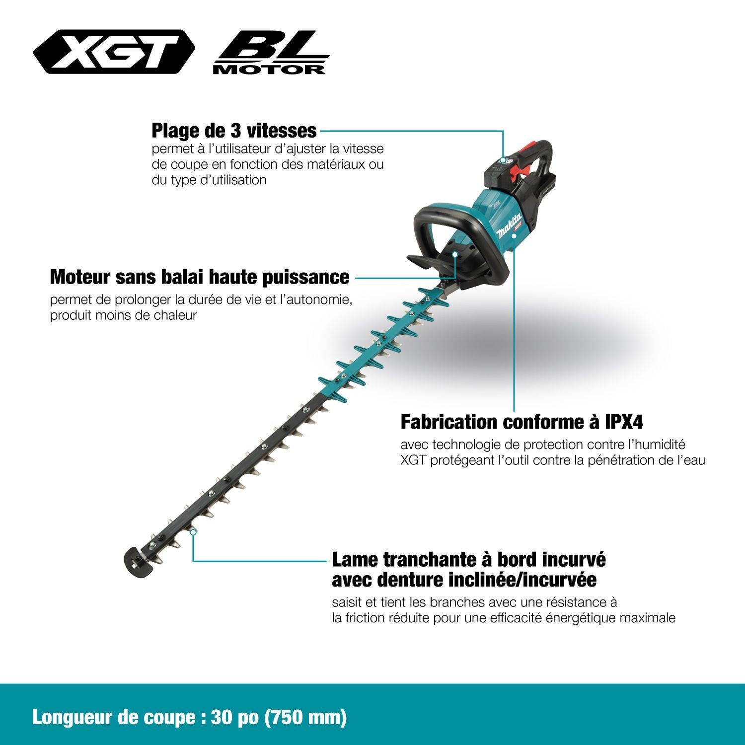 Makita 40V MAX XGT 30" Hedge Trimmer with Brushless Motor - Tool Only