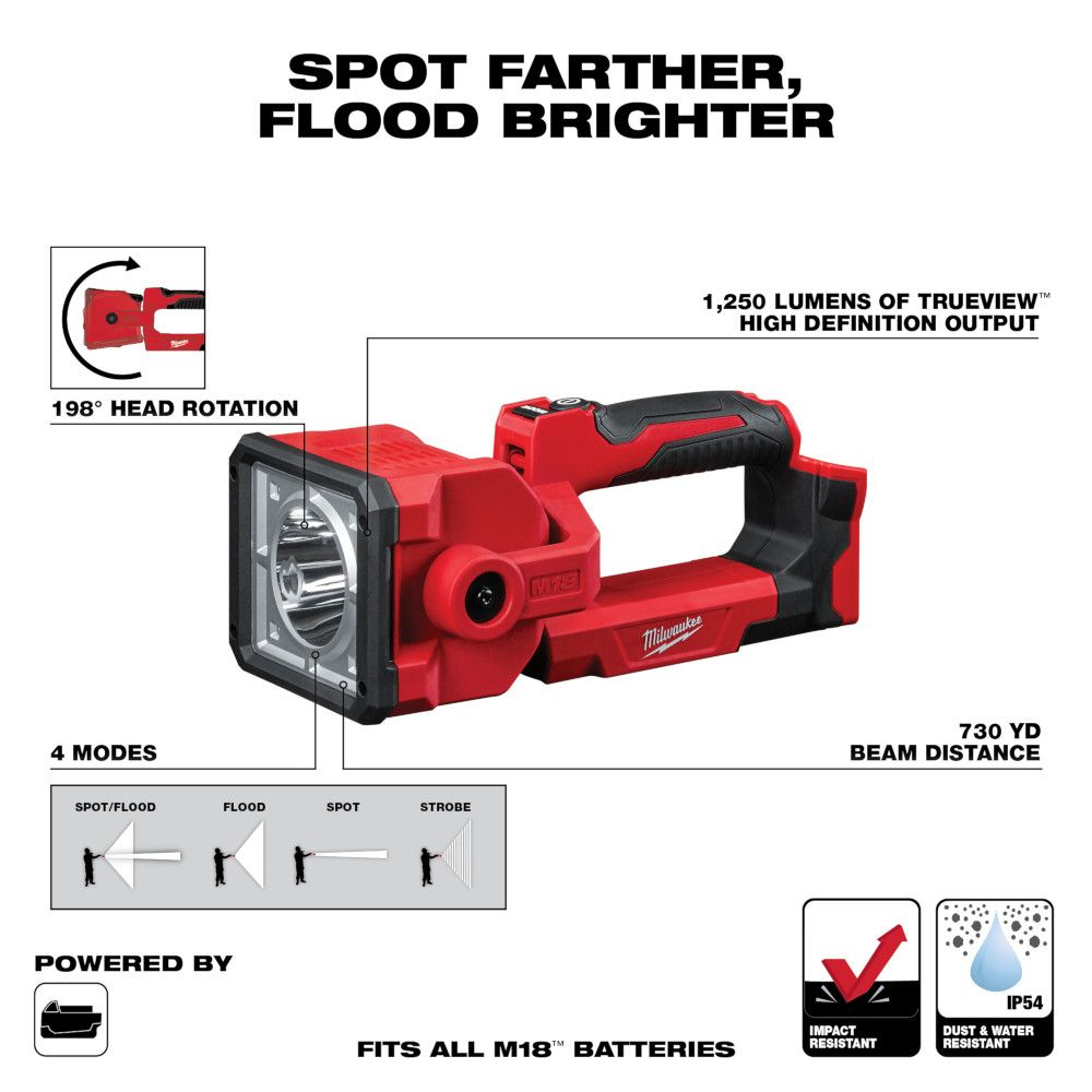 Milwaukee M18 18 Volt Lithium-Ion Cordless Search Light - Tool Only