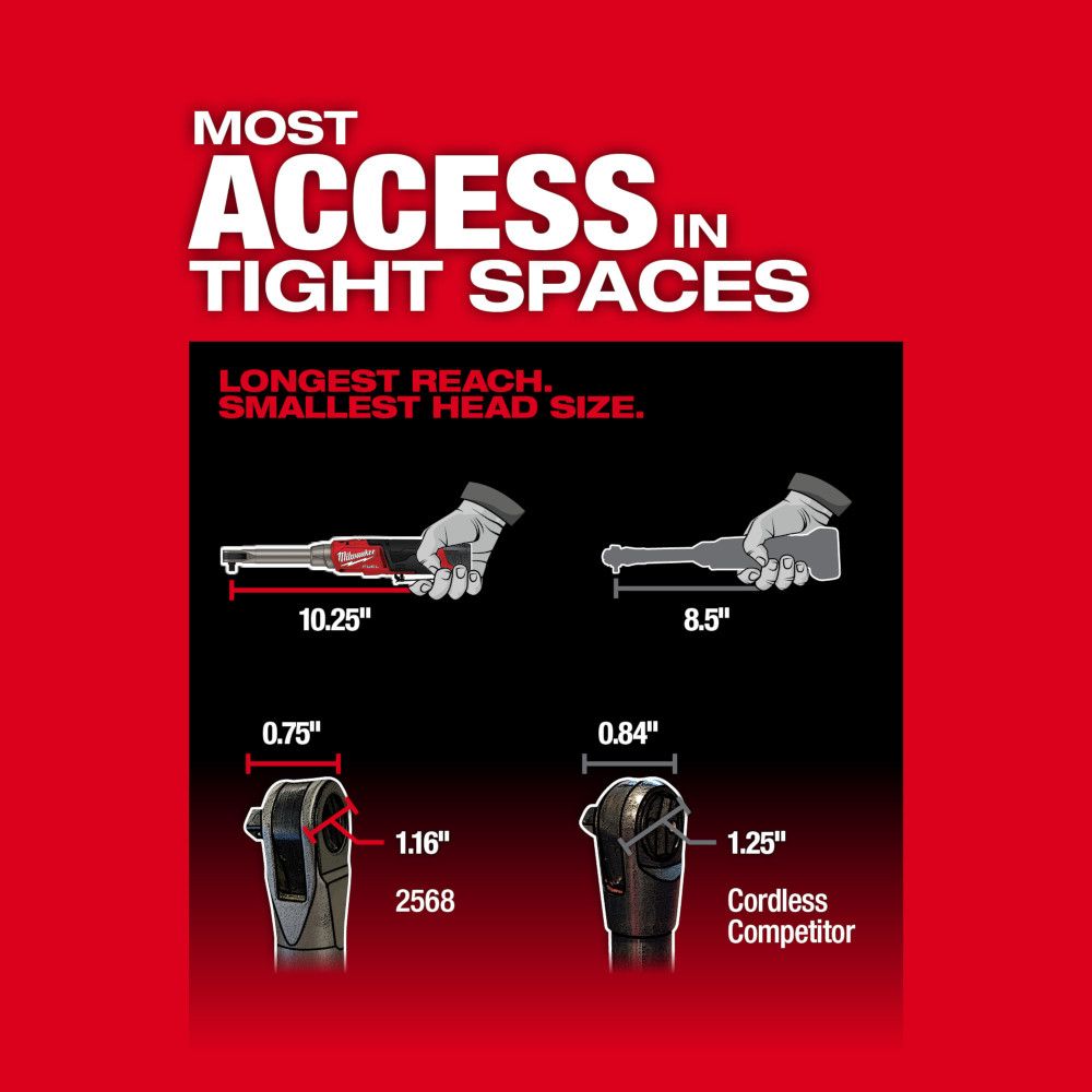 Milwaukee M12 Fuel 12V Lithium-ion Brushless Cordless Extended Reach High Speed Ratchet