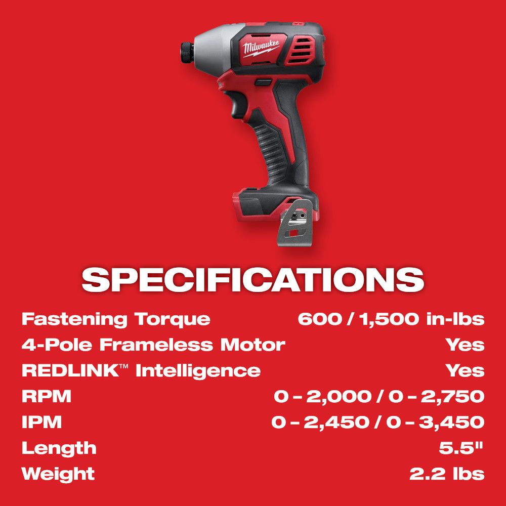 Milwaukee M18 18 Volt Lithium-Ion Cordless 2 Speed 1/4 Hex Impact Driver - Tool Only