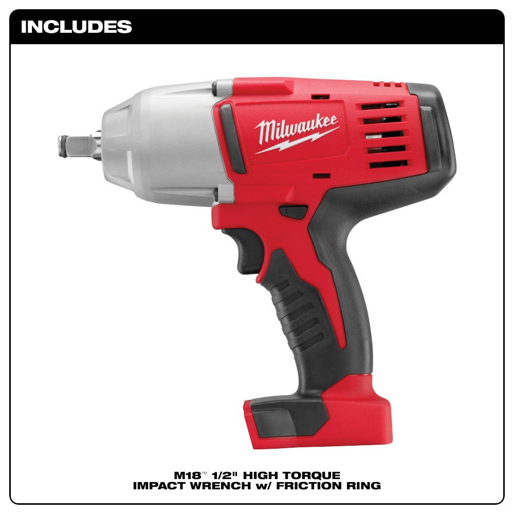 Milwaukee M18 18 Volt Lithium-Ion Cordless Cordless 1/2 in. High Torque Impact Wrench w/Friction Ring - Tool Only