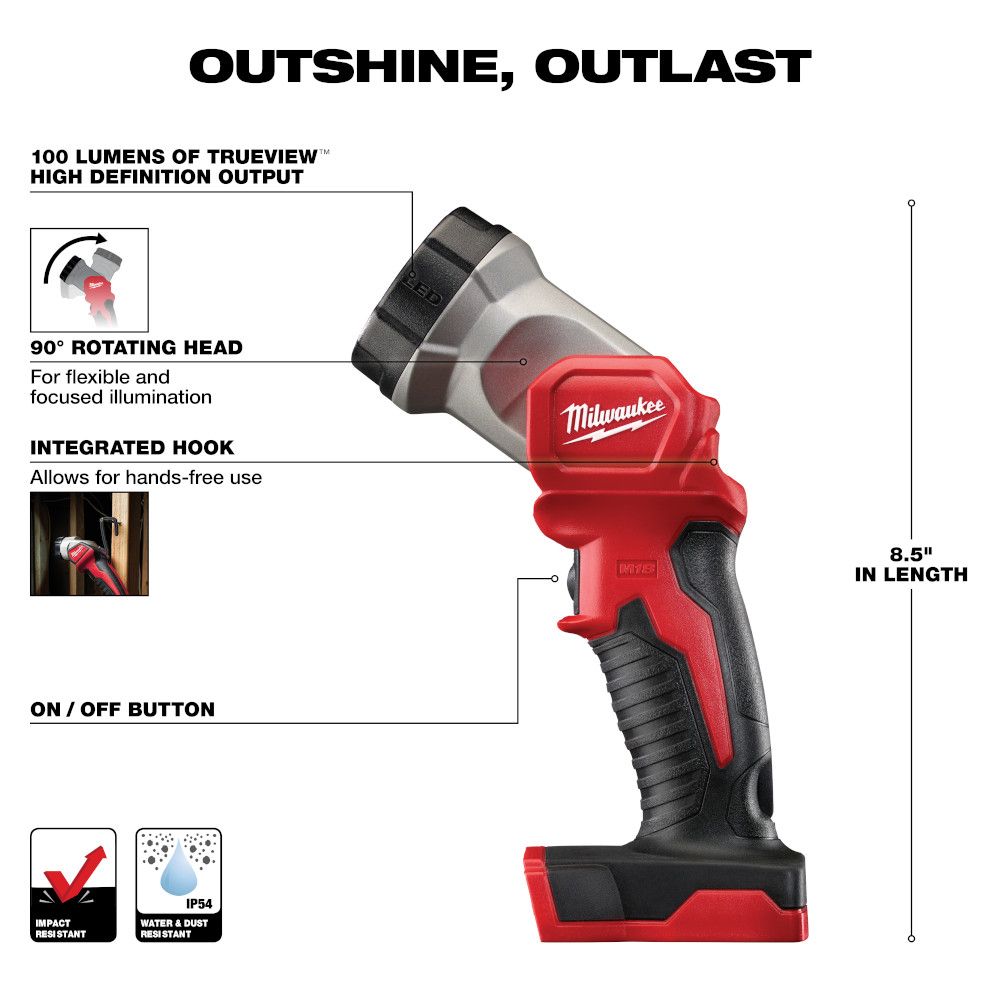 Milwaukee M18 18 Volt Lithium-Ion Cordless LED Work Light - Tool Only