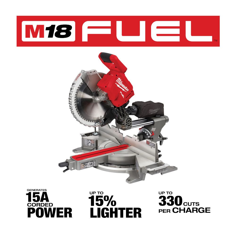 Milwaukee M18 FUEL 18 Volt Lithium-Ion Brushless Cordless 12 in. Dual Bevel Sliding Compound Miter Saw - Tool Only
