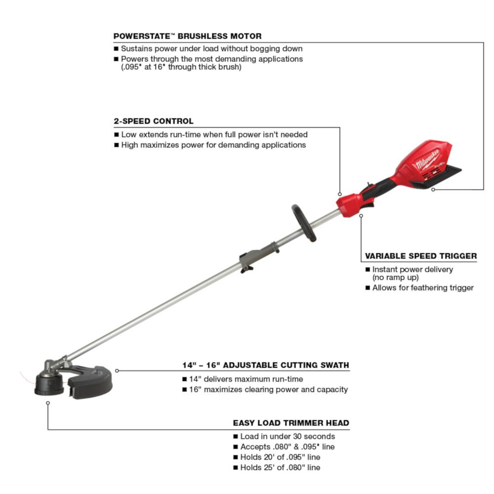 Milwaukee M18 FUEL 18 Volt Lithium-Ion Brushless Cordless String Trimmer with QUIK-LOK Attachment Capability
