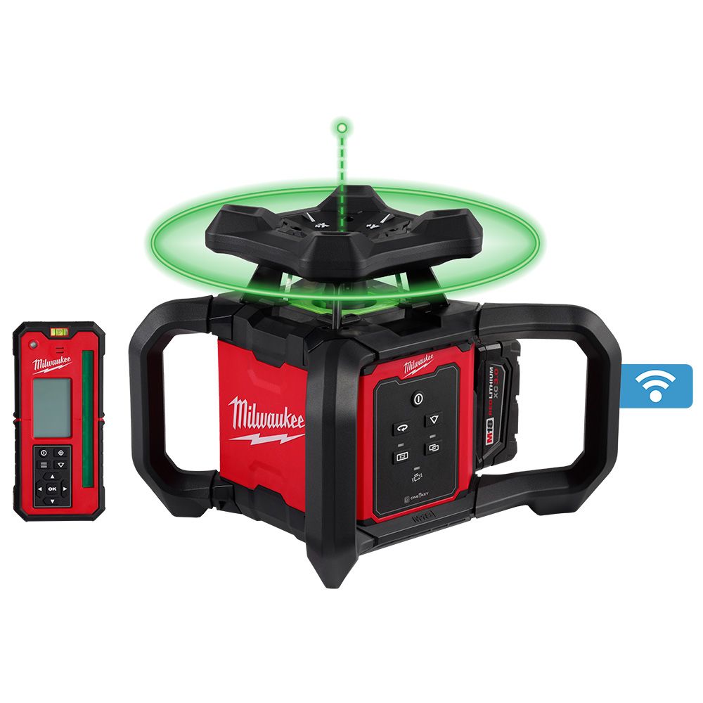 Milwaukee M18 Green Interior Rotary Laser Level Kit w/ Remote/Receiver & Wall Mount Bracket