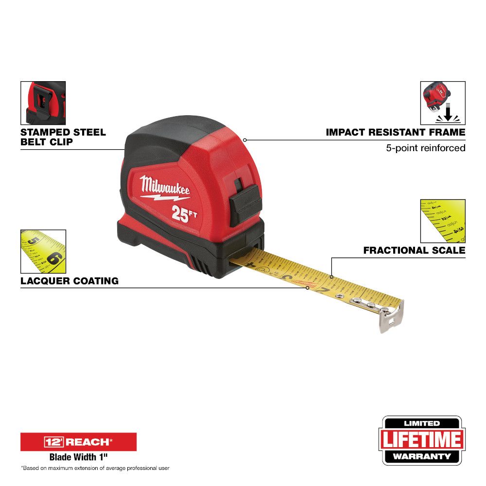 Milwaukee 25 ft. Compact Tape Measure