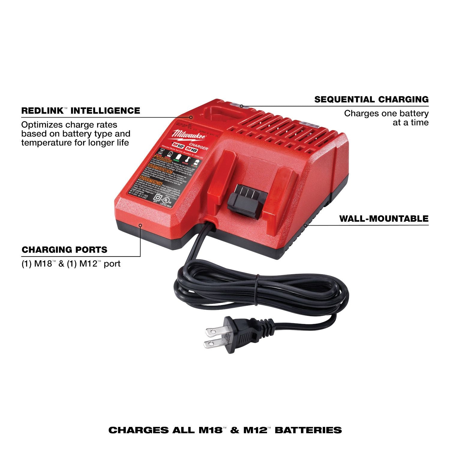 Milwaukee M18 & M12 18 Volt/12 Volt Multi-Voltage Charger