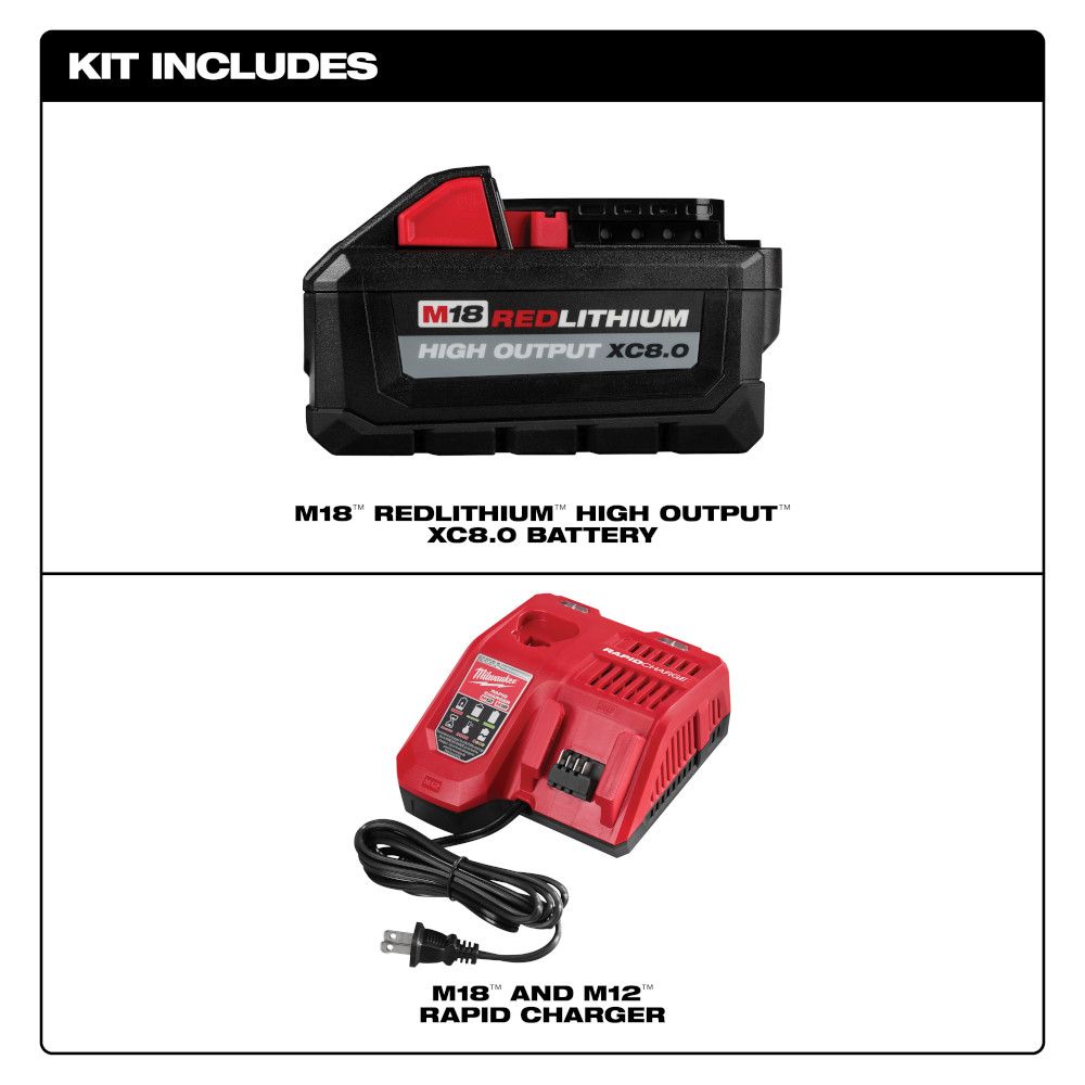 Milwaukee M18 18 Volt Lithium-Ion Cordless REDLITHIUM HIGH OUTPUT XC8.0 Starter Kit
