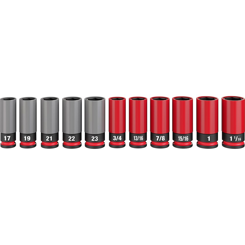 Milwaukee SHOCKWAVE Impact Duty 1/2 Drive SAE & Metric 11PC Lug Nut Wheel Socket Set