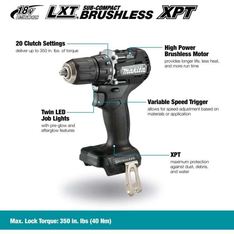Makita 18V LXT Brushless 1/2" Sub-Compact Drill Driver - Kit