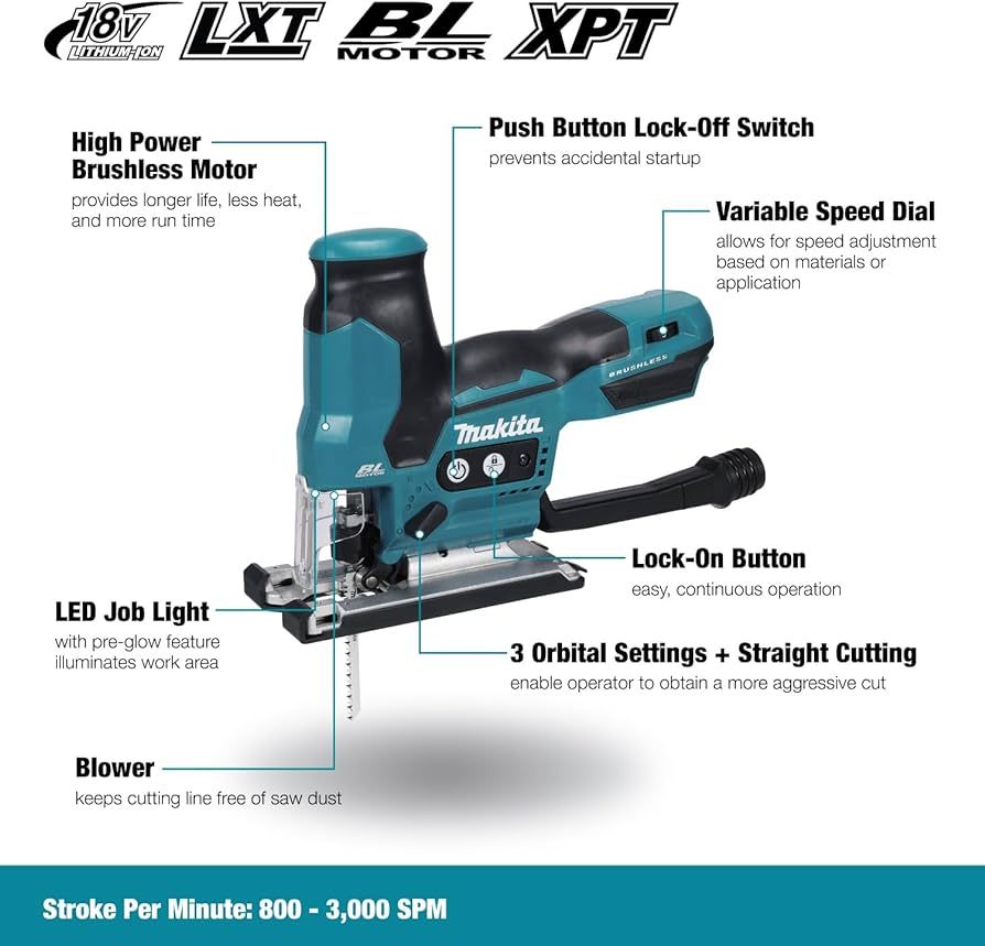 Makita 18V LXT Brushless Cordless Jig Saw w/Barrel Handle & XPT (Tool Only)