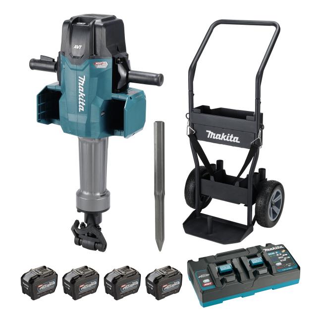 80V(40Vx2)max XGT Brushless 70 LBS Breaker Hammer, 1-1/8" Hex w/Cart, 8.0Ah x4KIT