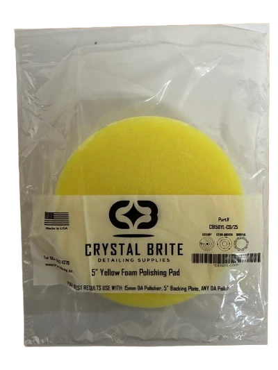 Tampon de polissage en mousse jaune Crystal Brite 5"