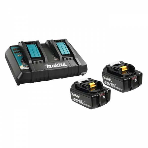 Makita 18V 5.0 Ah Battery and Dual Bay Rapid Charger Kit