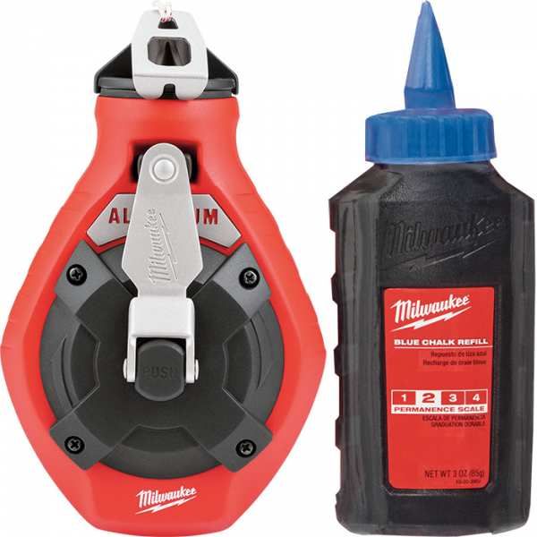 Milwaukee 100 ft. Aluminum Precision Line Chalk Reel Kit with Blue Chalk