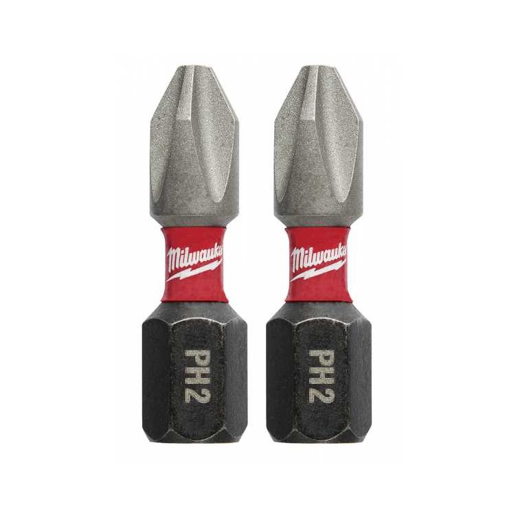 Milwaukee 1 in. Phillips #2 SHOCKWAVE Impact Insert Bits - 2 Pack