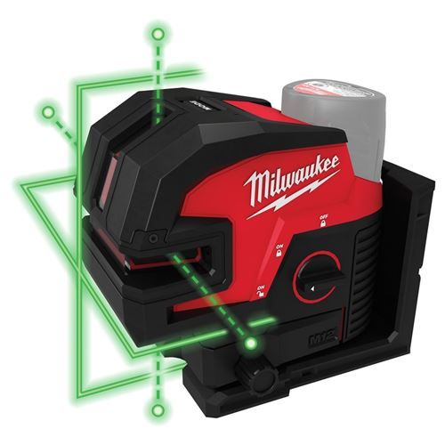 Milwaukee M12 Green Laser – Cross Line & 4-Points