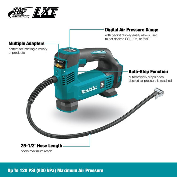 Makita 18V LXT 120PSI Cordless Inflator (Tool Only)