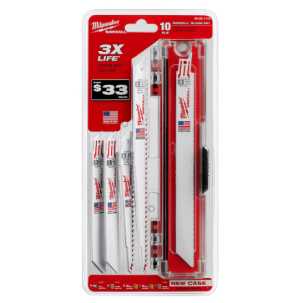 Milwaukee SAWZALL Wood and Metal Cutting Bi-Metal Reciprocating Saw Blade Set with 10 bonus blades