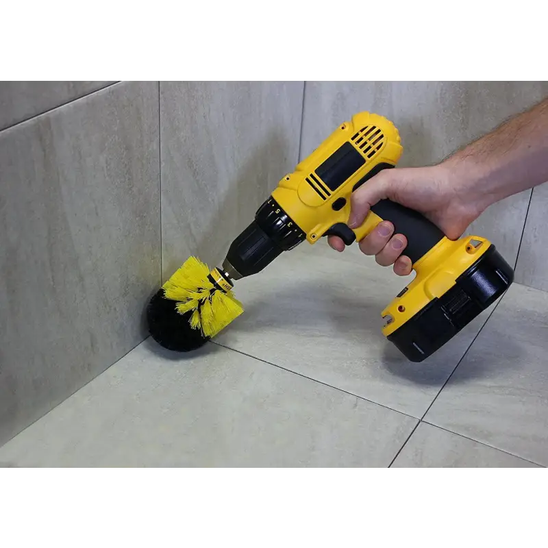 Drill Brush Accessory Drill Brush Kit | Yellow (2″Round, 4″ Flat, 4″ Bullet) ** DRILL NOT INCLUDED**