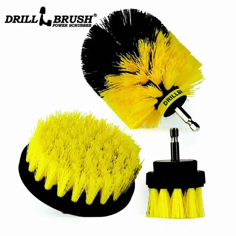 Drill Brush Accessory DRILL BRUSH KIT – YELLOW (2″ROUND, 4″ FLAT, 4″ BULLET) -** DRILL NOT INCLUDED**