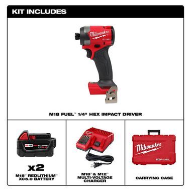 Milwaukee M18 Fuel 1/4" Hex Impact Driver Kit
