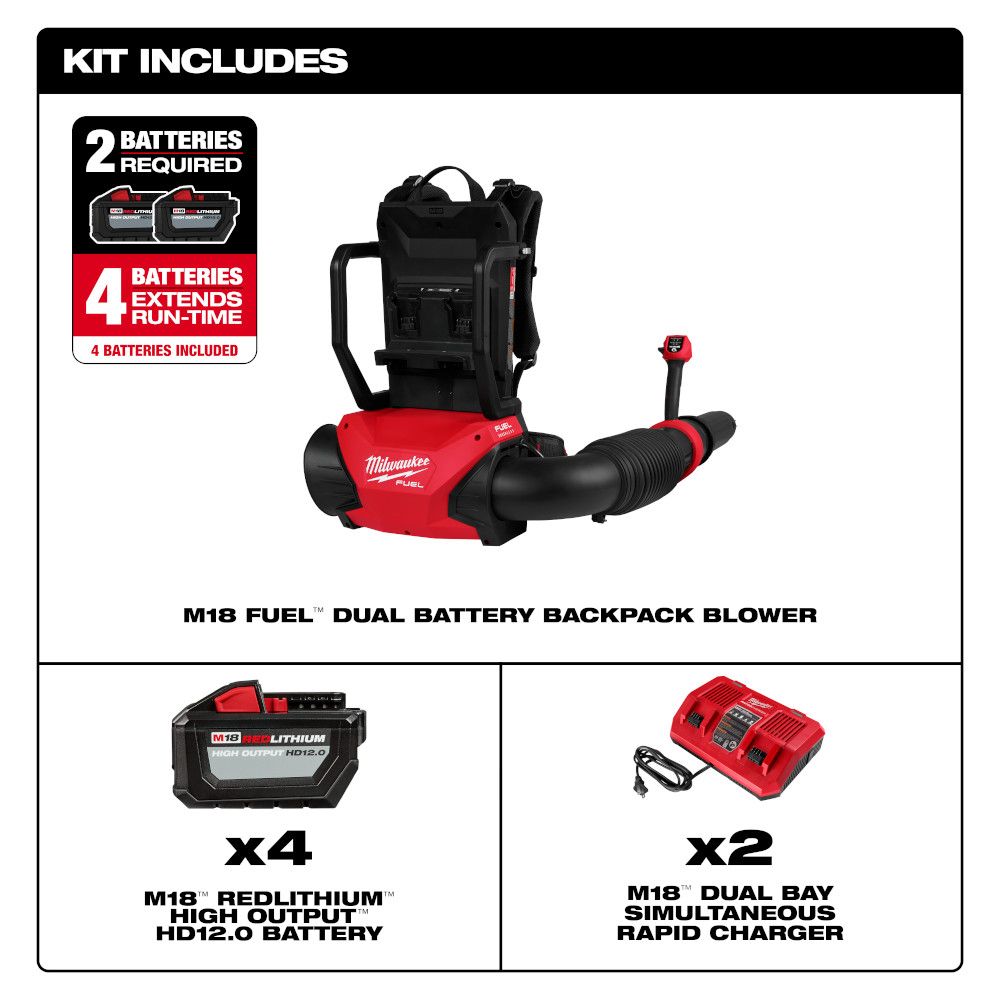 Milwaukee M18 FUEL Dual Battery Backpack Blower Kit