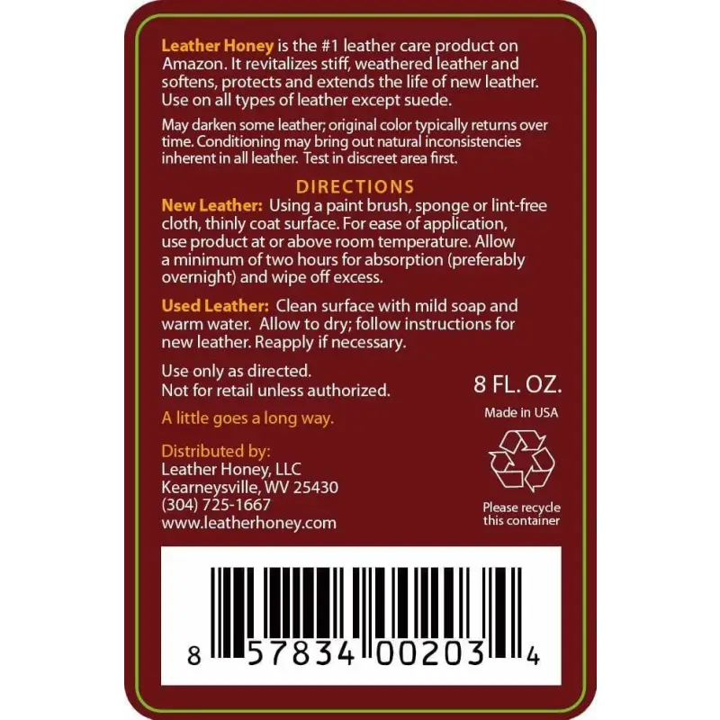 Leather Honey Leather Treatment Leather Honey Leather Conditioner
