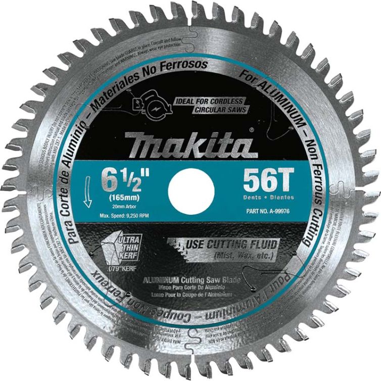Makita 6‑1/2" 56T Carbide‑Tipped Cordless Plunge Saw blade for Aluminum