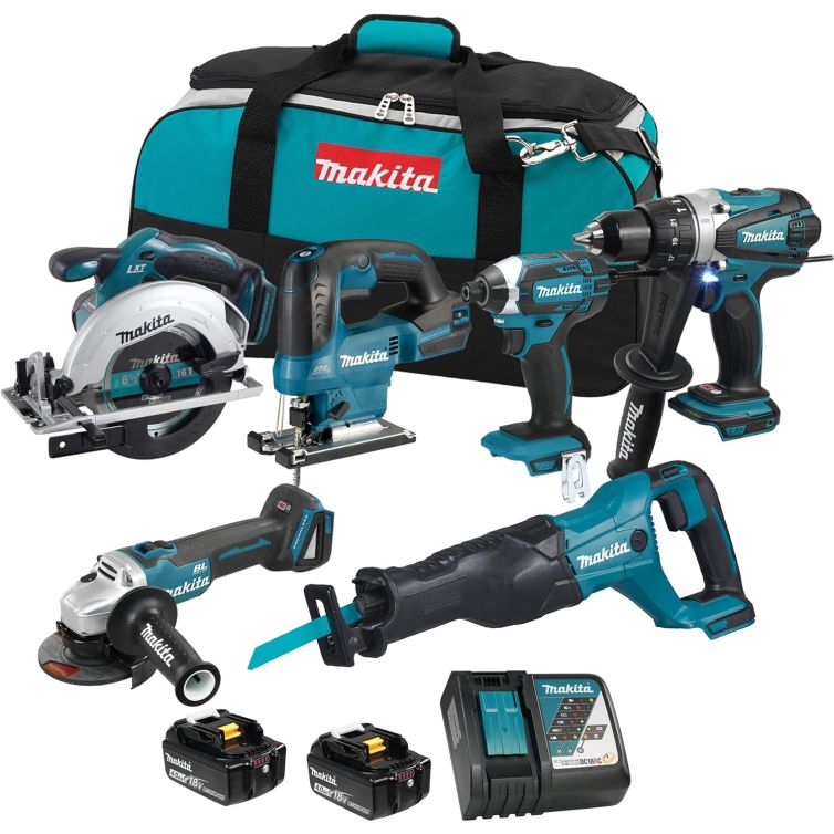 Makita 18V LXT 6 Tool Combo Kit, 2x 4.0Ah