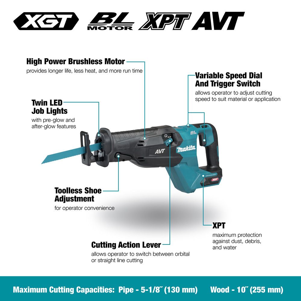 Makita 40V MAX XGT Li-Ion Brushless Cordless Reciprocating Saw w/ AVT & XPT (Tool Only)