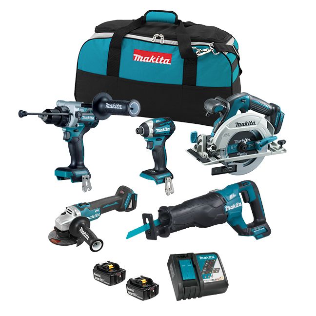 Makita 18V LXT Brushless 5 Tool Combo Kit, 5.0Ah x2