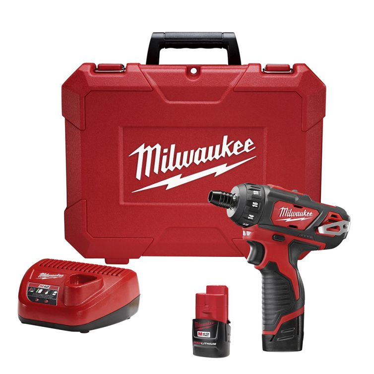 Milwaukee M12 12 Volt Lithium-Ion Cordless 1/4 in. Hex 2 Speed Screwdriver Kit