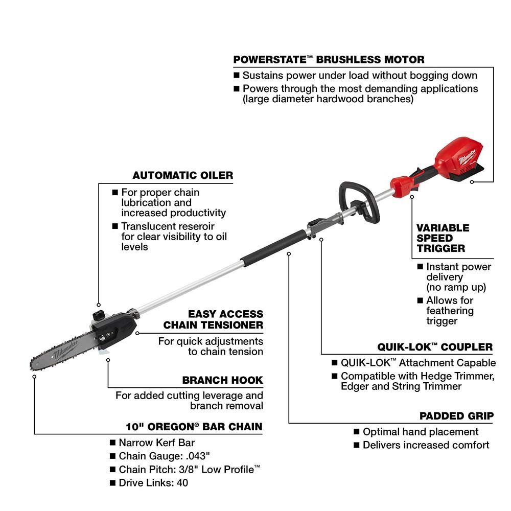 Milwaukee M18 FUEL 10" Pole Saw w/ QUIK-LOK - Tool Only