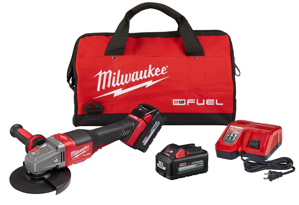 Milwaukee M18 FUEL 18 Volt Lithium-Ion Brushless Cordless 4-1/2 in.-6 in. No Lock Braking Grinder with Paddle Switch Two Battery