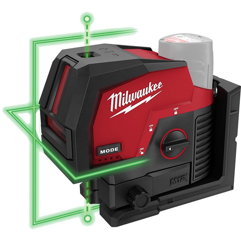 Milwaukee M12 12 Volt Lithium-Ion Cordless Green Cross Line and Plumb Points Laser - Tool Only