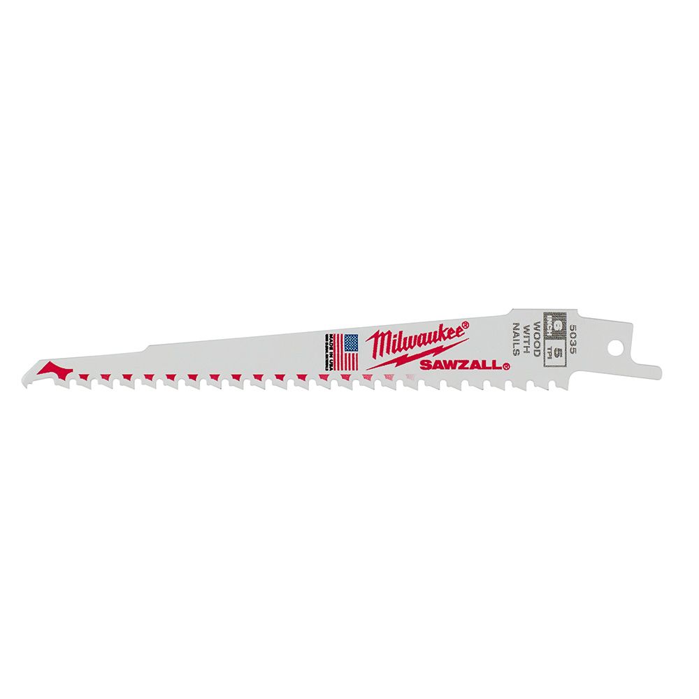 Milwaukee 6 in. 5 TPI SAWZALL Blades - 5 Pack