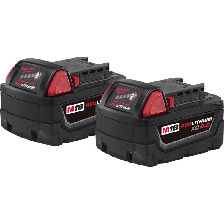 Milwaukee M18 REDLITHIUM XC 5.0 Ah Extended Capacity Battery Pack - 2pk