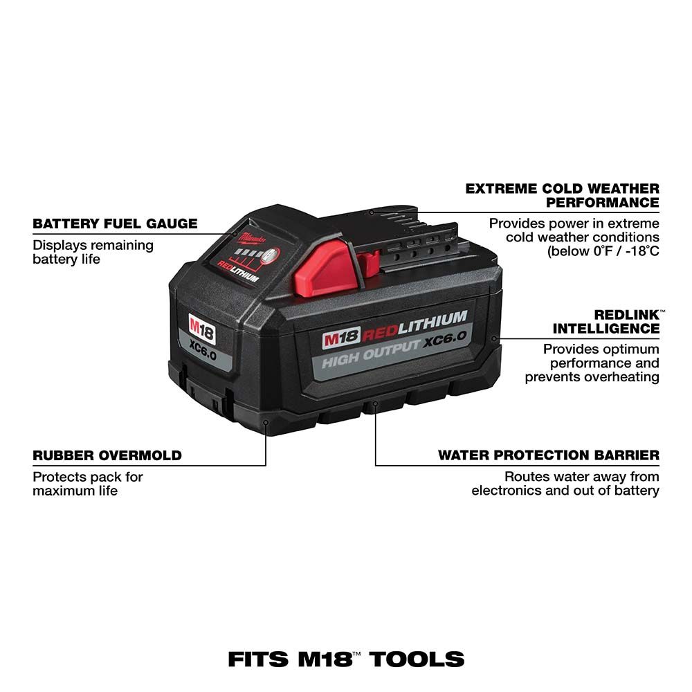 Milwaukee M18 REDLITHIUM HIGH OUTPUT XC6.0 Battery Pack