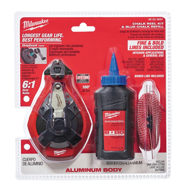 Milwaukee 100 Ft. Precision Line Chalk Reel Kit with Bonus Bold Line and Blue Chalk