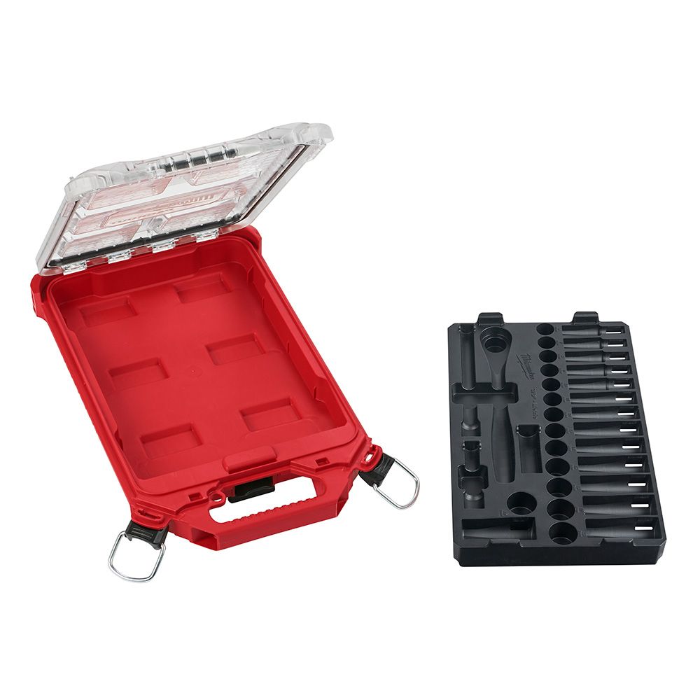 Milwaukee 3/8 in. Ratchet & Socket Set with PACKOUT Organizer - 28 Piece